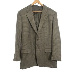 JOHN ASHFORD Men's Lambs Wool Houndstooth Blazer Sport Coat 44 Long Timeless